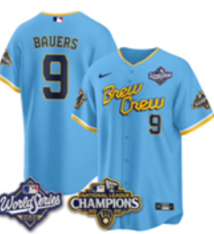 Women Milwaukee Brewers #9 Bauers Blue Nike 2026 World Series jersey 1021010